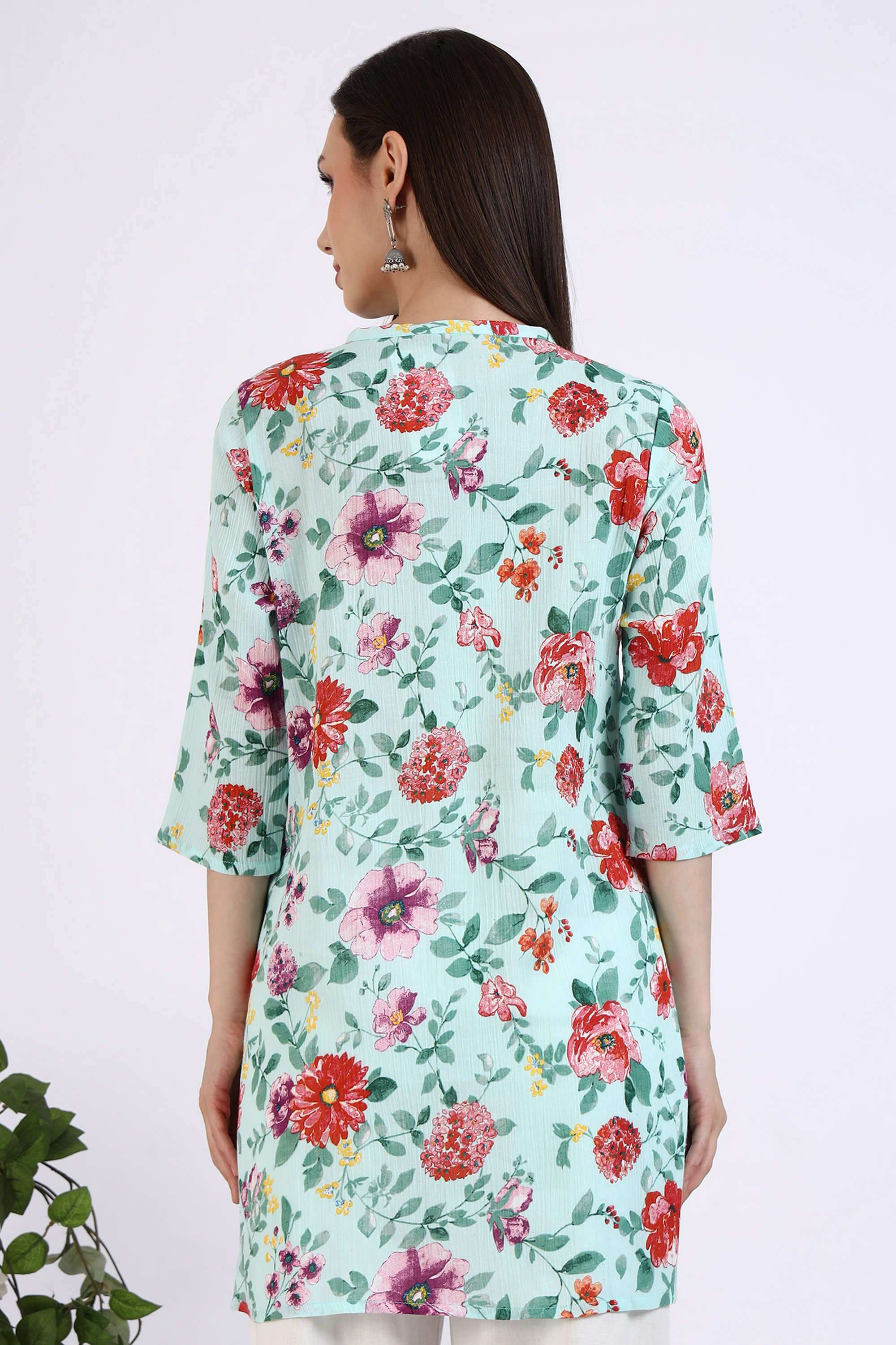 Floral-Pure-Cotton-Women-s-Fusion-Wear-Kurti