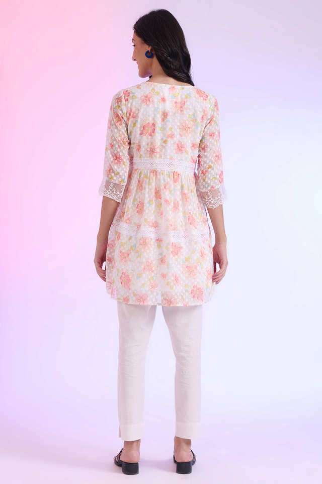 Floral-Polyester-V-Neck-Women-s-Casual-Wear-Kurti