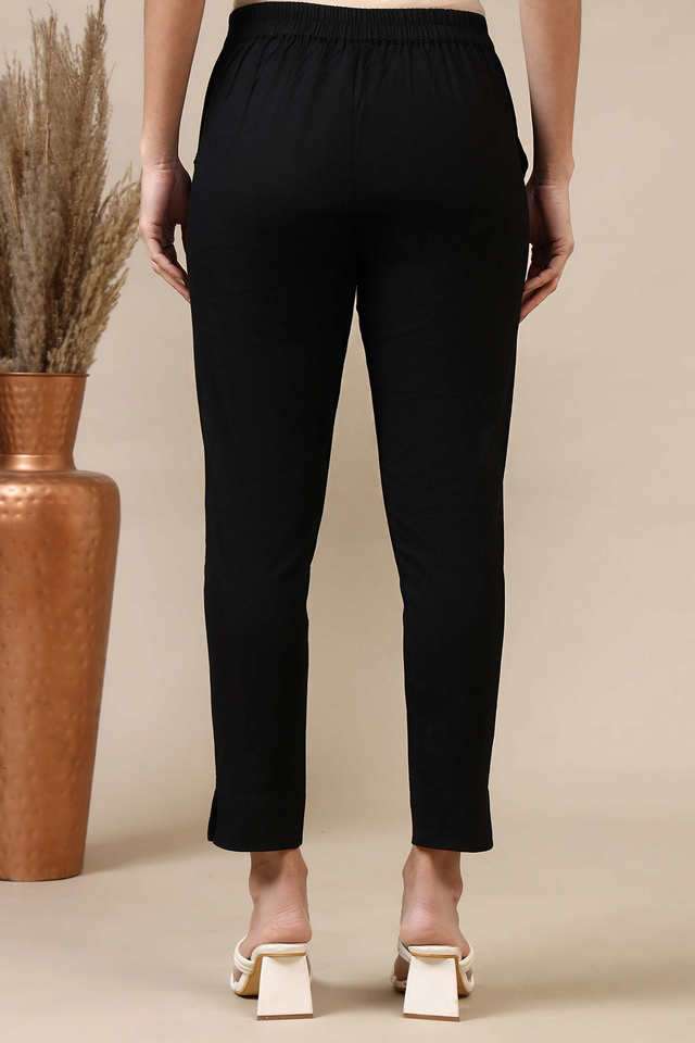 Solid-Slim-Fit-Cotton-Blend-Women-s-Casual-Wear-Trousers