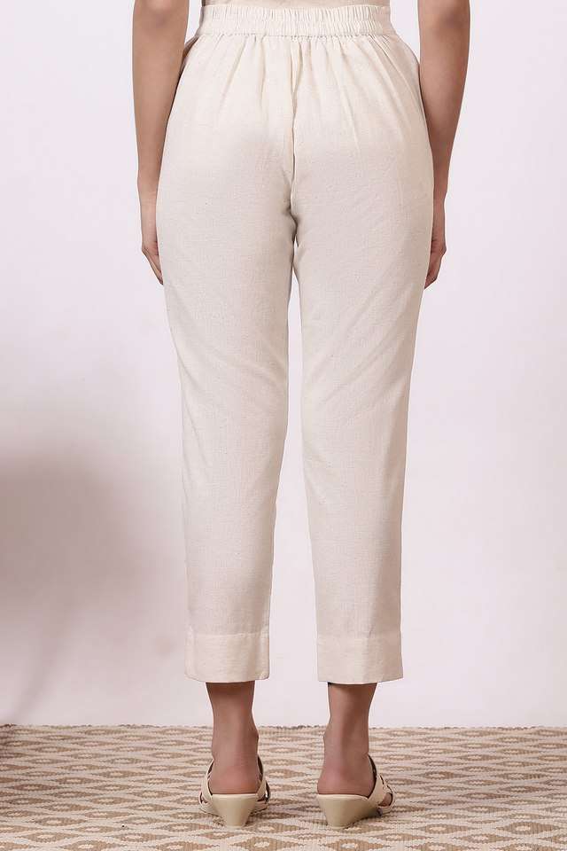 Solid-Slim-Fit-Cotton-Blend-Women-s-Casual-Wear-Trousers