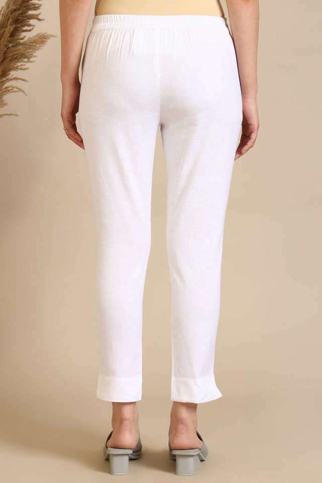 Solid-Slim-Fit-Cotton-Blend-Women-s-Casual-Wear-Trousers