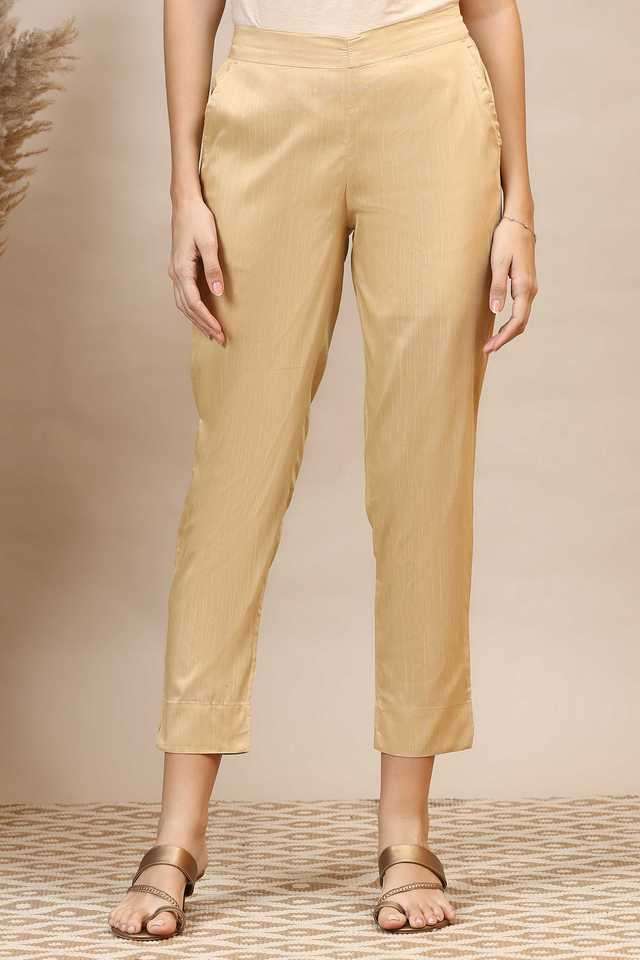 Solid-Slim-Fit-Blended-Fabric-Women-s-Festive-Wear-Trousers