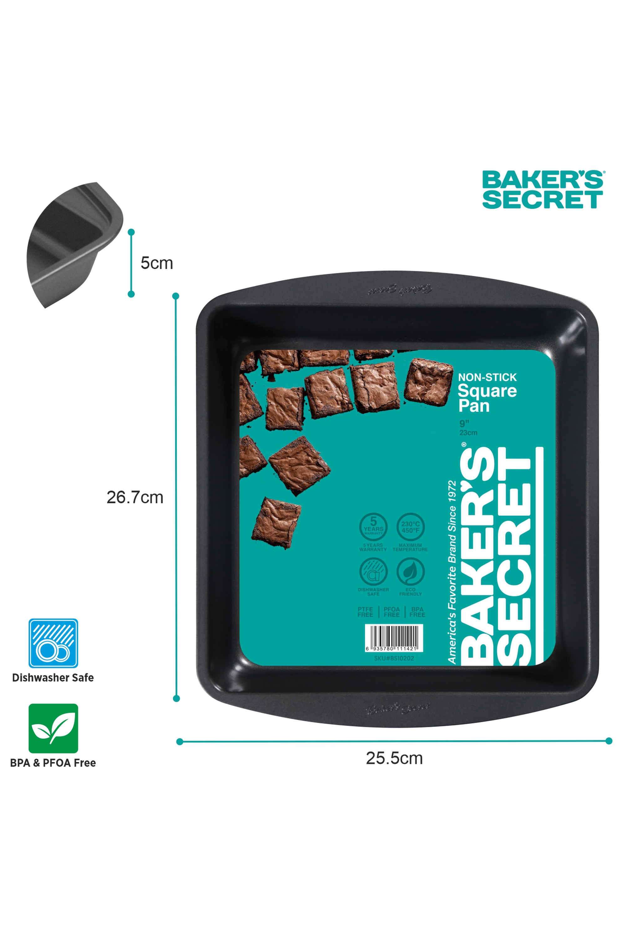 Baker-s-Secret-Sq.-Pan-Ess-Ss-26.7X25X5Cms
