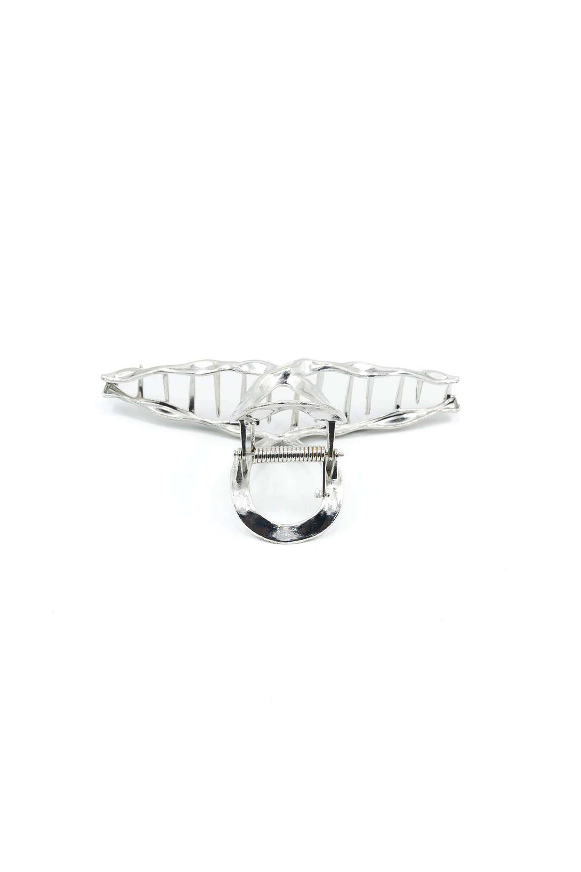Metal-Hair-Clutch---Silver