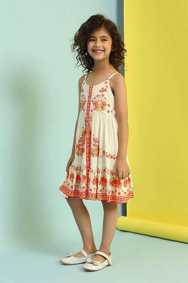 Printed-Rayon-Round-Neck-Girls-Dress