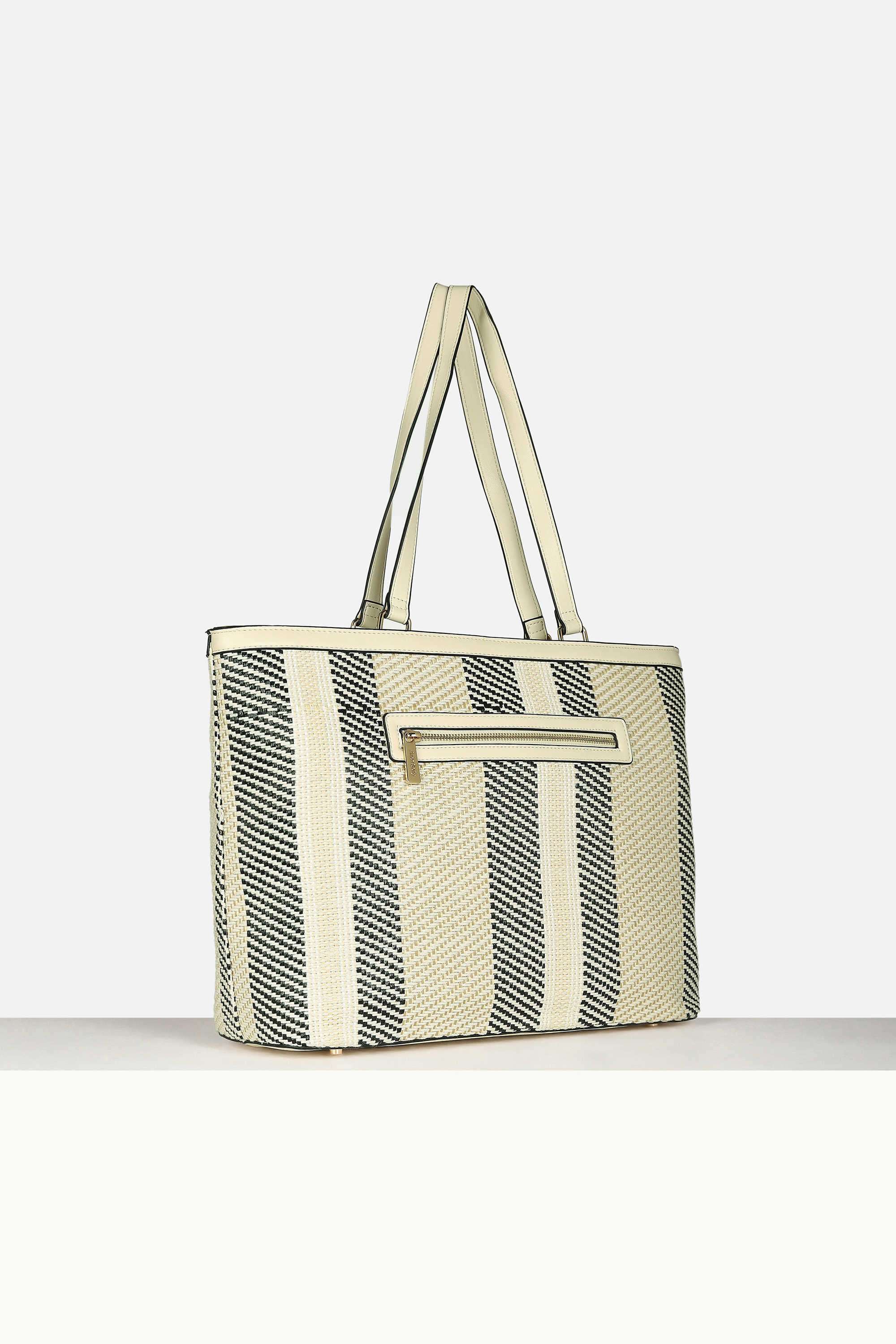 Zipper-Raffia-Radiance-Polyurethane-Women-s-Casual-Wear-Tote-Bag