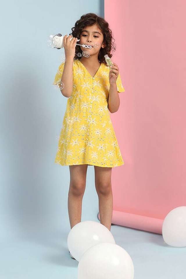 Embroidered-Cotton-V-Neck-Girls-Dress