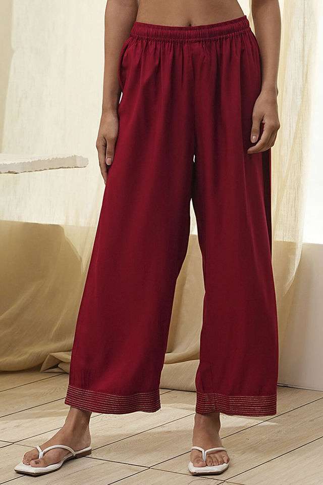 Solid-Blended-Fabric-Women-s-Palazzos