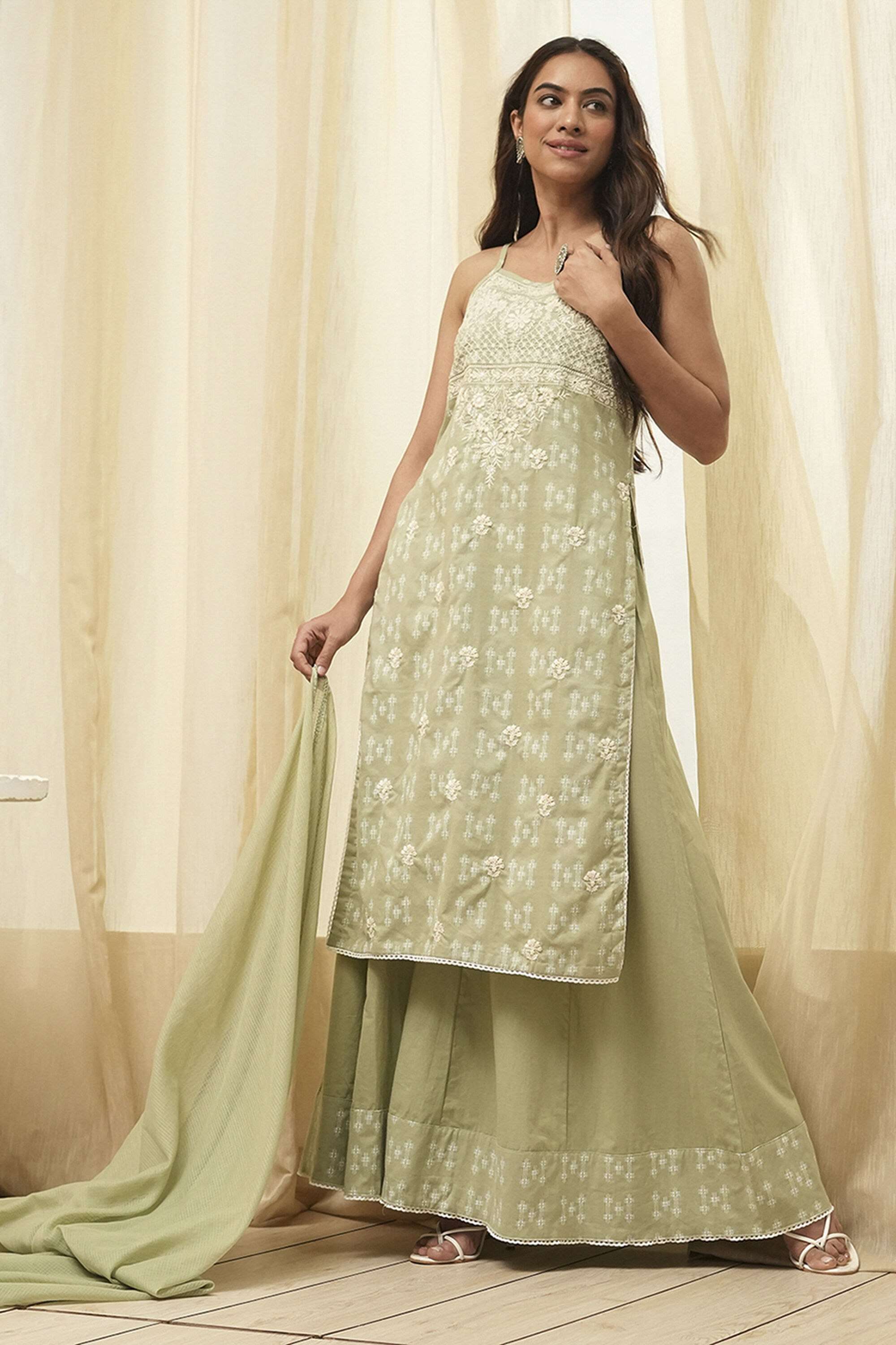 Textured-Cotton-Women-s-Formal-Wear-Kurta-Set