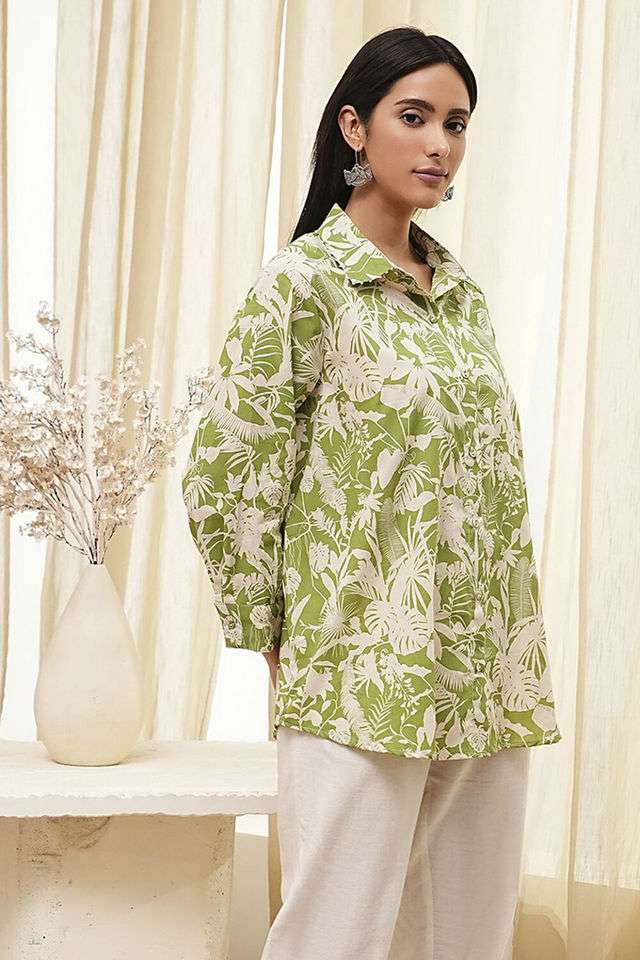 Printed-Collared-Chambray-Women-s-Casual-Wear-Shirt