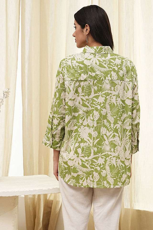 Printed-Collared-Chambray-Women-s-Casual-Wear-Shirt