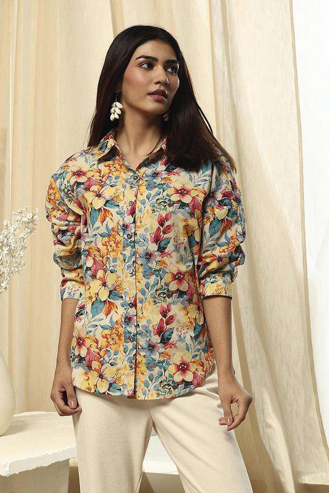 Printed-Collared-Chambray-Women-s-Casual-Wear-Shirt