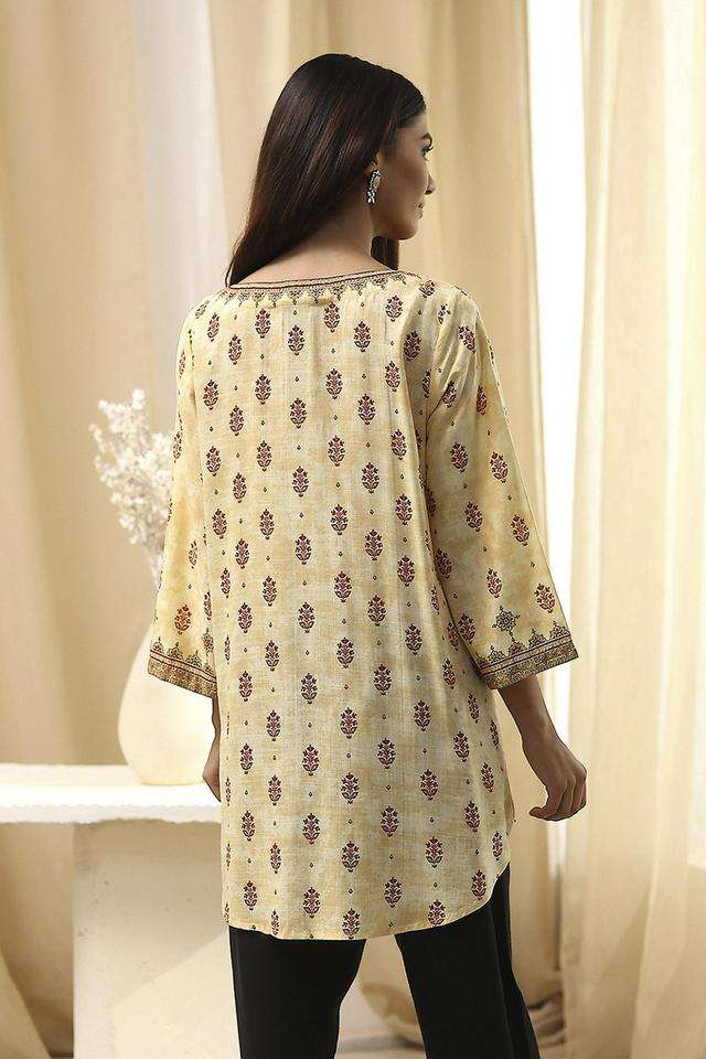 Printed-Blended-Fabric-Boat-Neck-Women-s-Casual-Wear-Kurta