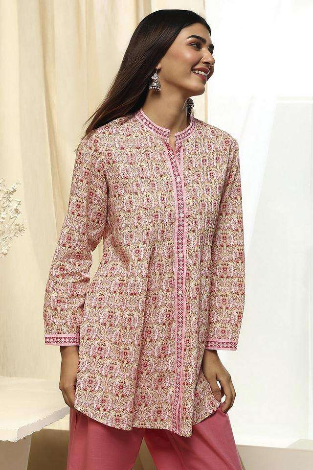 Printed-Blended-Fabric-Collared-Women-s-Casual-Wear-Kurta