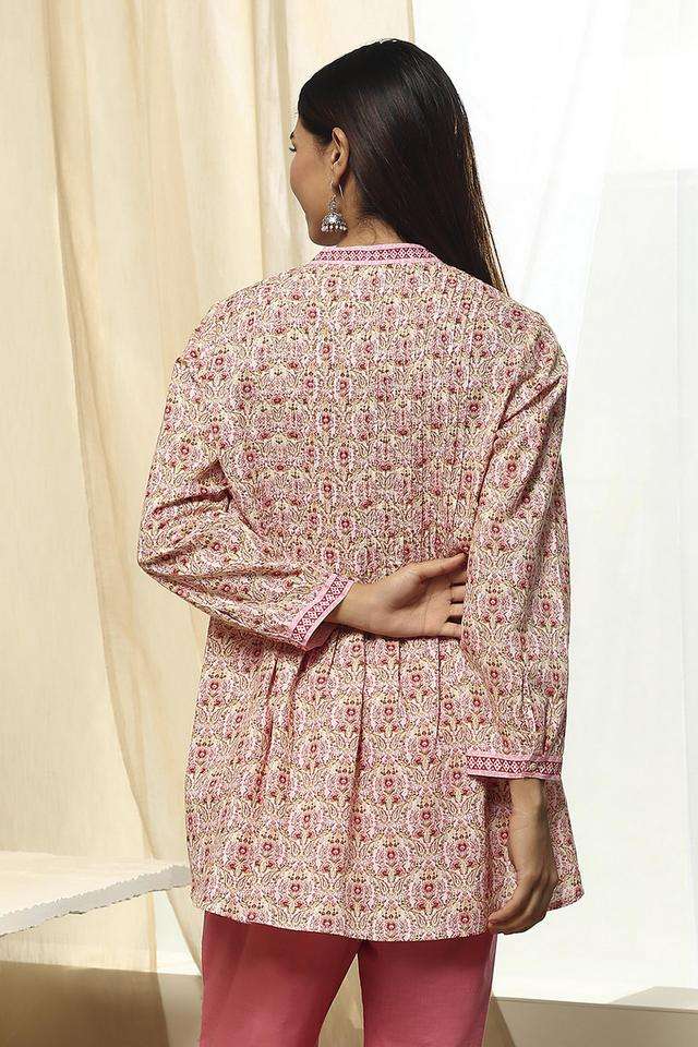 Printed-Blended-Fabric-Collared-Women-s-Casual-Wear-Kurta