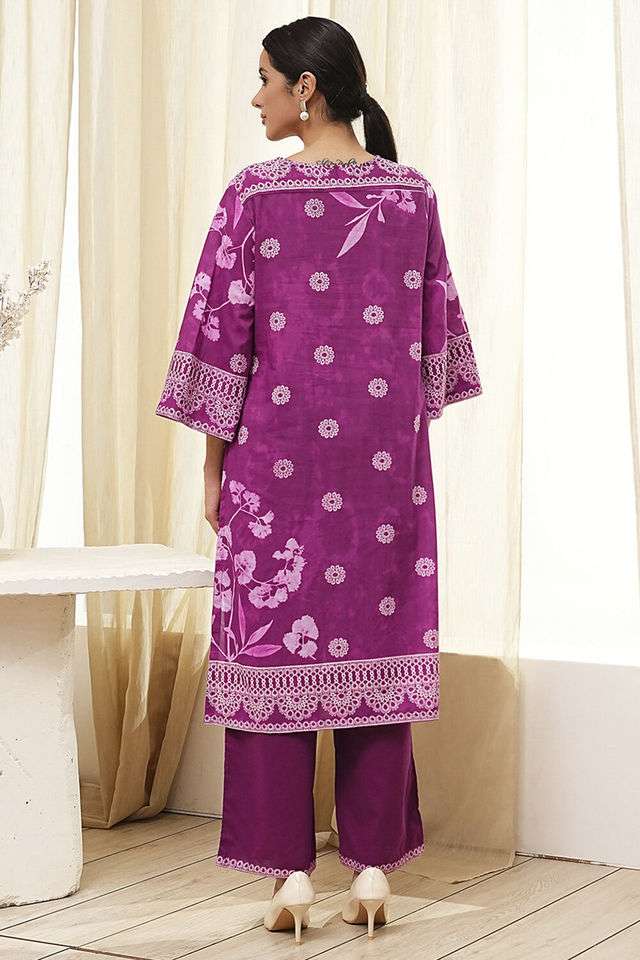 Printed-Chambray-Women-s-Kurta-Set