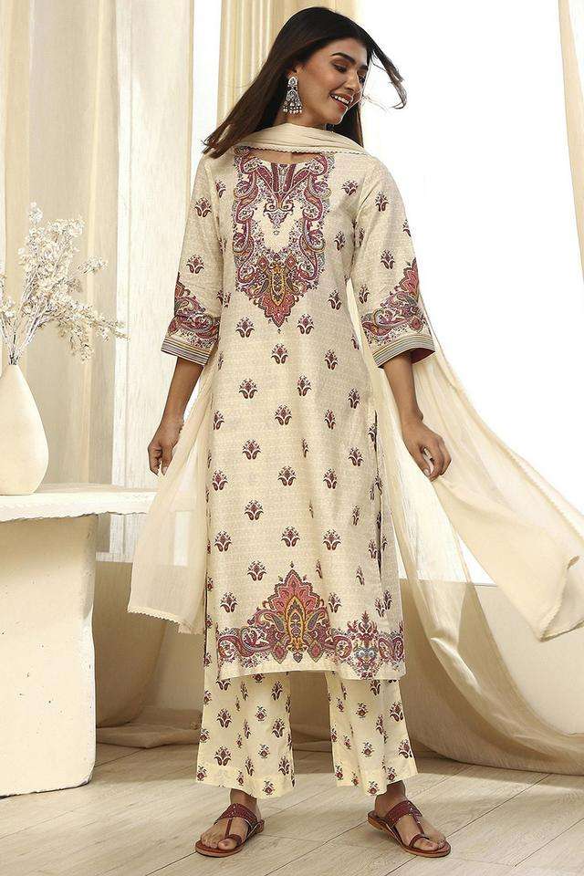 Printed-Chambray-Women-s-Kurta-Set