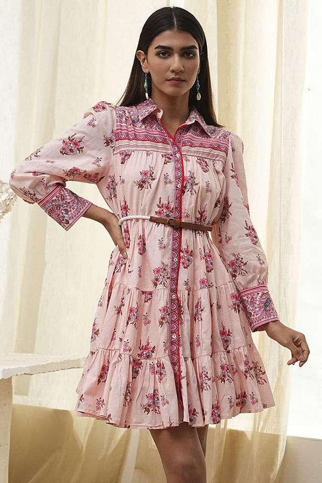 Printed-Chambray-Collared-Women-s-Casual-Wear-Kurta