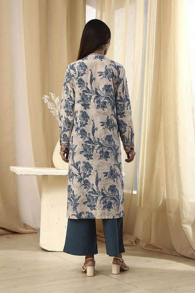 Printed-Chambray-Women-s-Kurta-Set