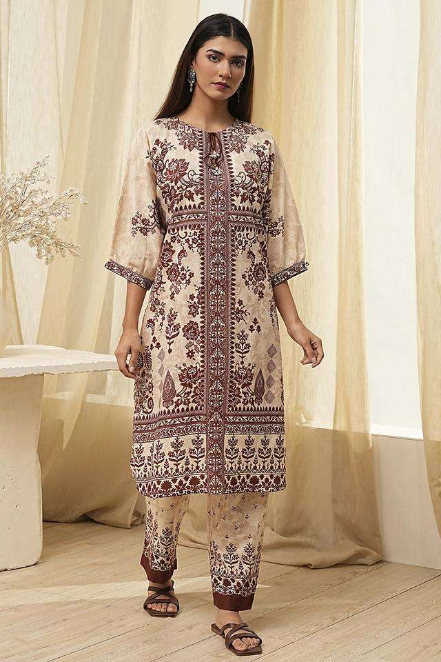 Printed-Chambray-Women-s-Kurta-Set
