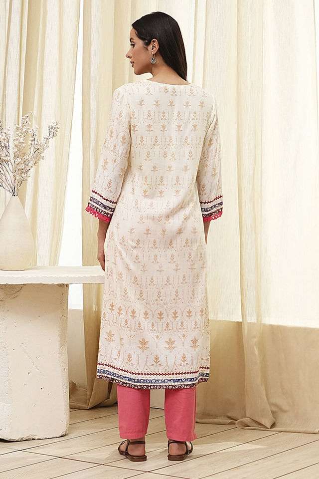 Printed-Blended-Fabric-Round-Neck-Women-s-Casual-Wear-Kurta