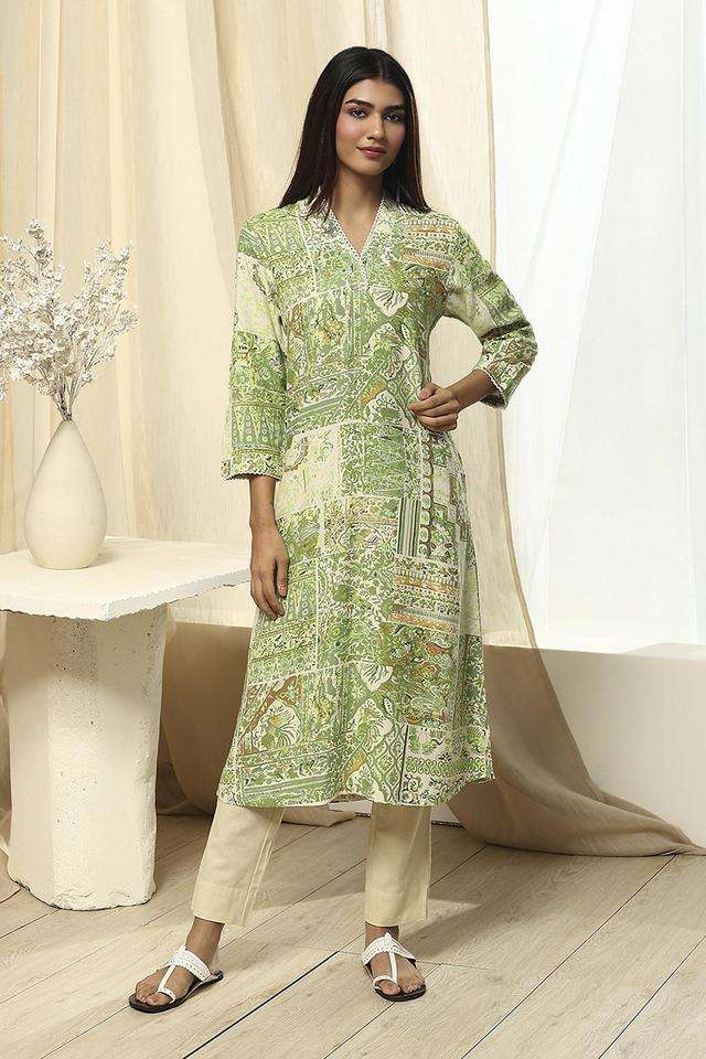Printed-Rayon-V-Neck-Women-s-Casual-Wear-Kurta