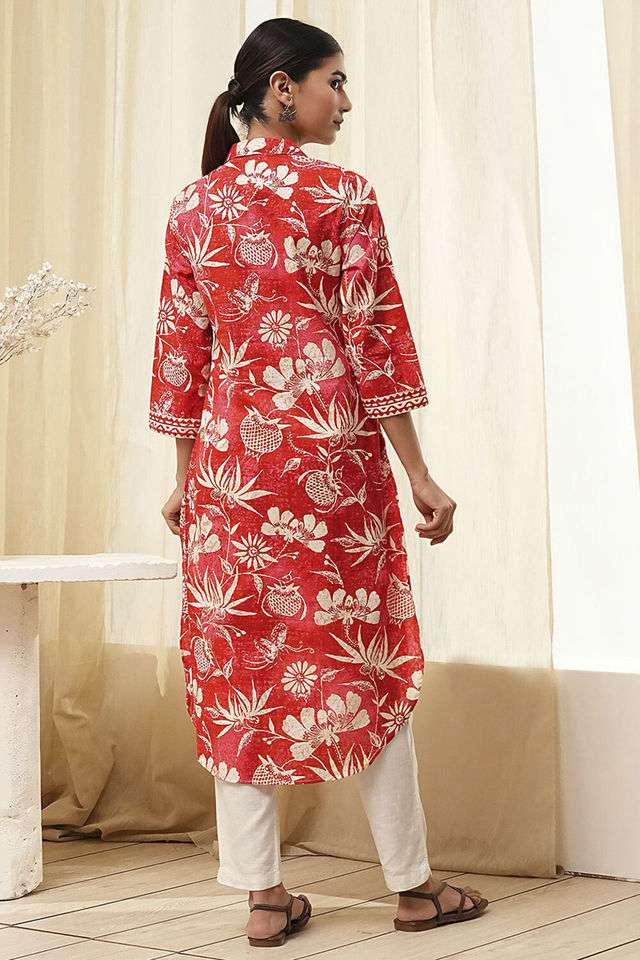 Printed-Chambray-Collared-Women-s-Casual-Wear-Kurta