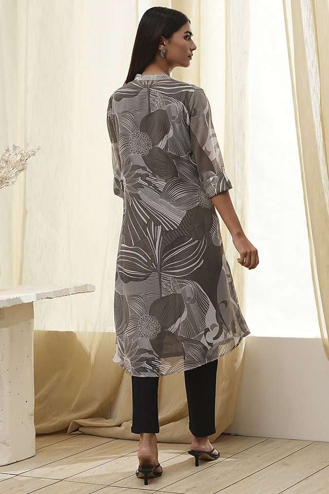 Printed-Blended-Fabric-Collared-Women-s-Casual-Wear-Kurta