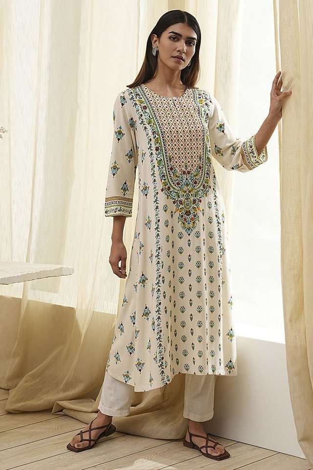 Printed-Rayon-Round-Neck-Women-s-Casual-Wear-Kurta