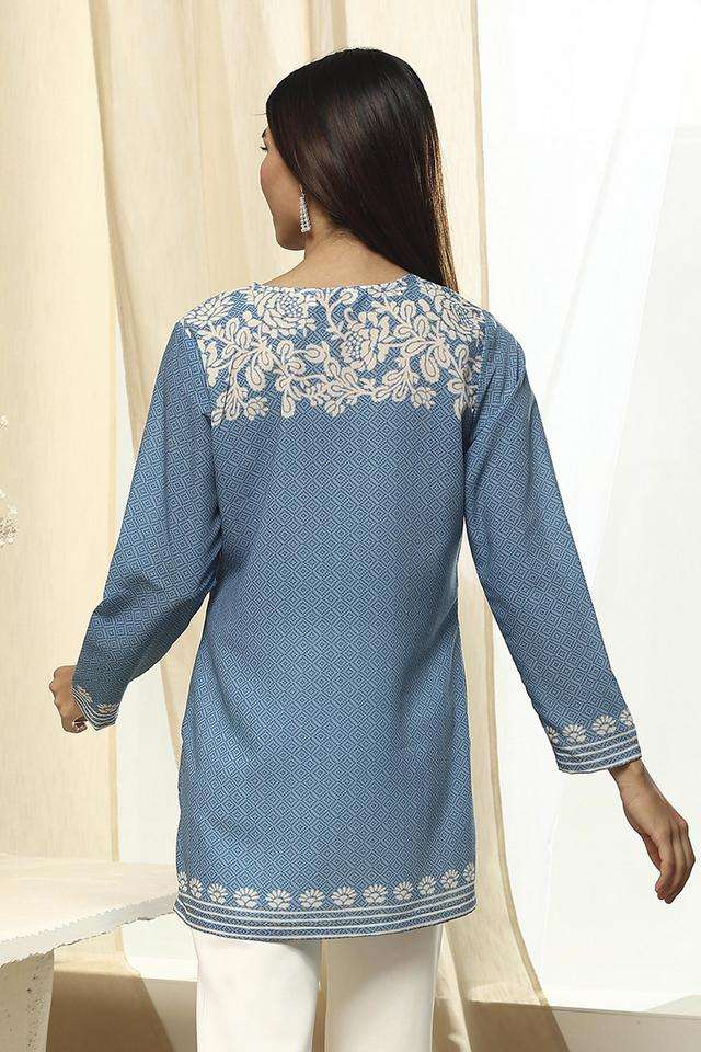 Printed-Blended-Fabric-Round-Neck-Women-s-Casual-Wear-Kurta