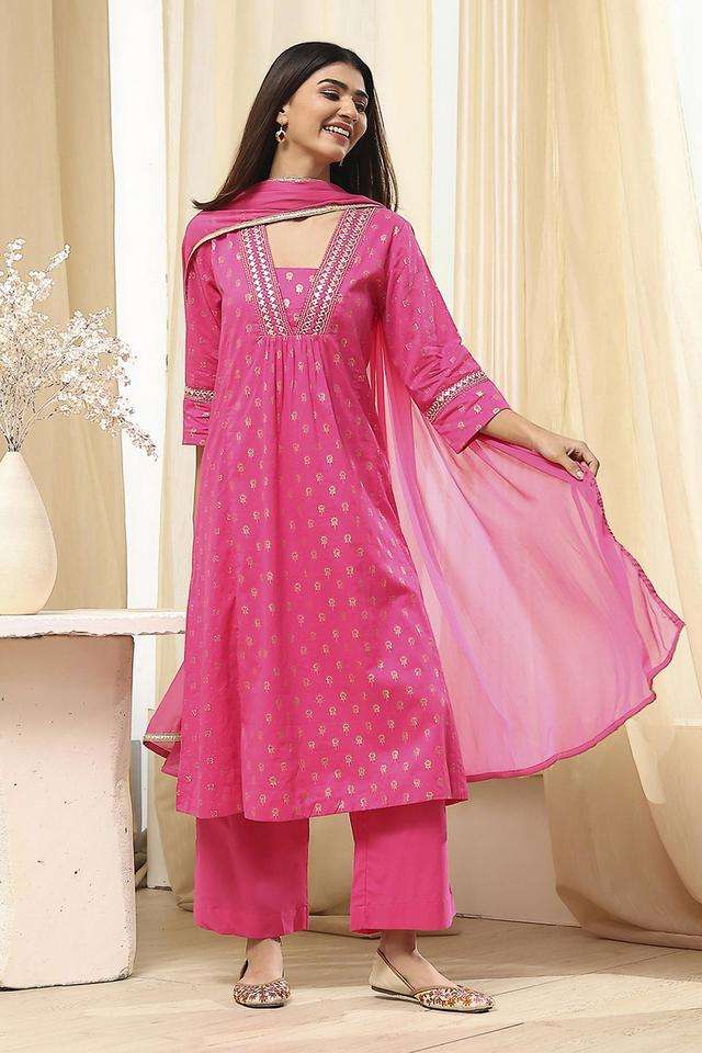 Printed-Blended-Fabric-Women-s-Kurta-Set