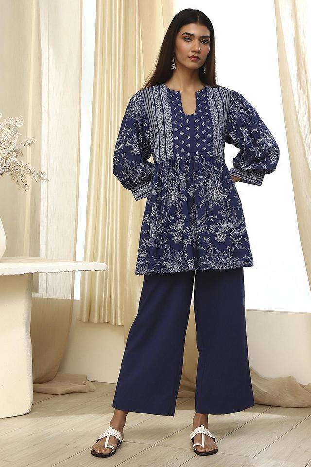 Printed-Chambray-Women-s-Kurta-Set