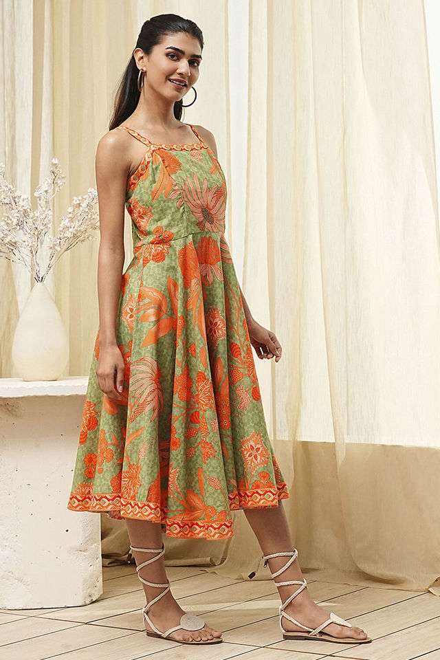 biba green dress BIBA Women Gown Green, White Midi/Calf Length Dress - Buy BIBA Women Gown  Green, White Midi/Calf Length Dress Online at Best Prices in India