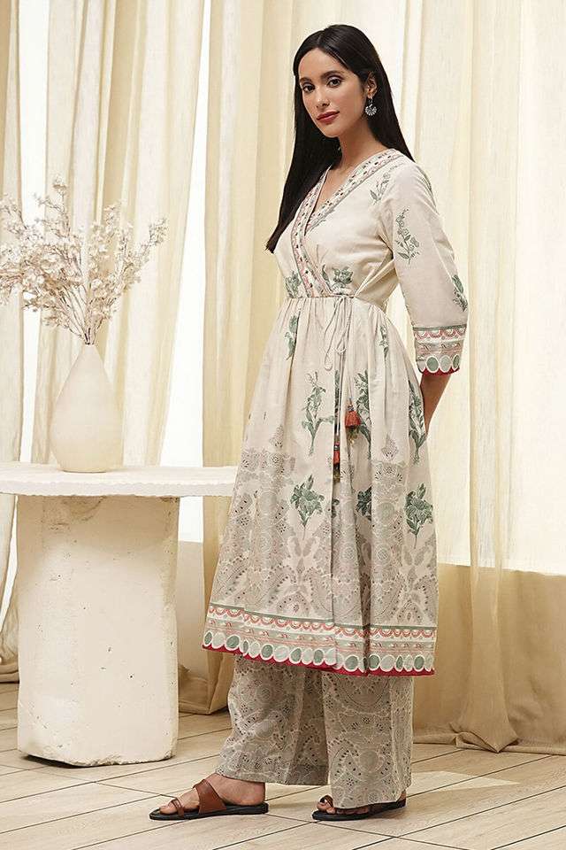 Printed-Chambray-Women-s-Kurta-Set