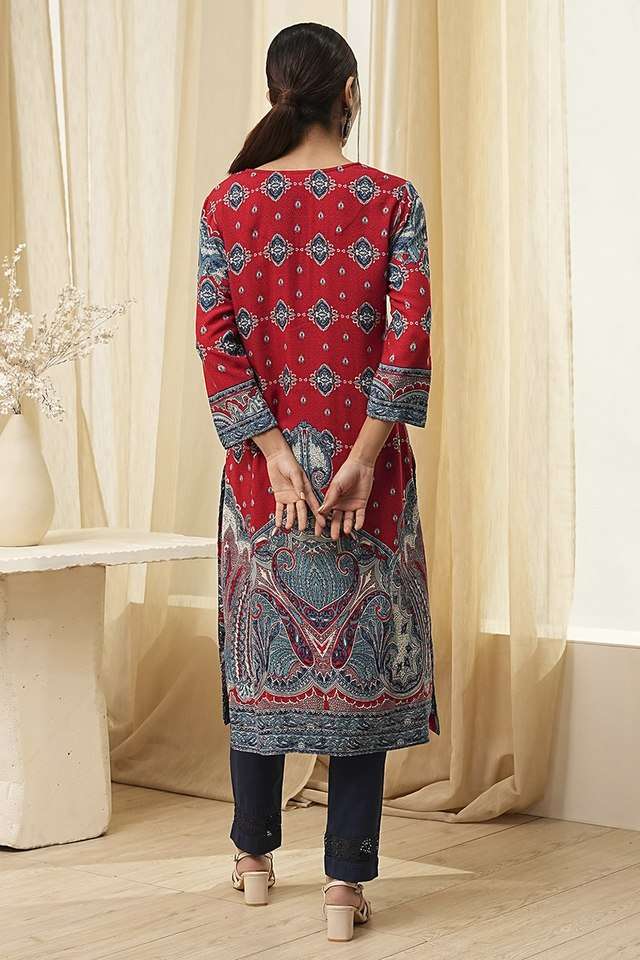 Printed-Rayon-Round-Neck-Women-s-Casual-Wear-Kurta