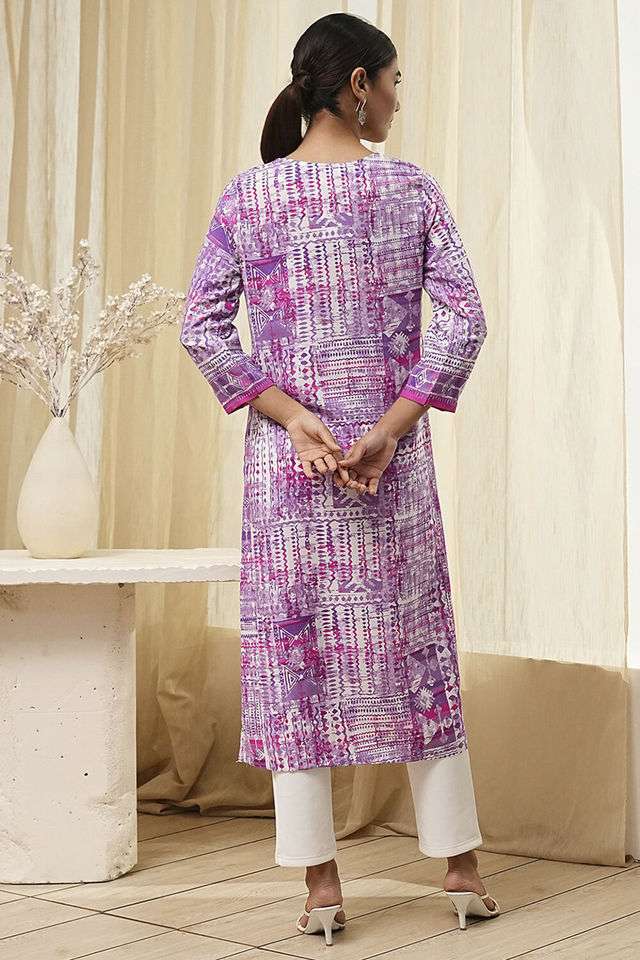 Printed-Rayon-Round-Neck-Women-s-Casual-Wear-Kurta