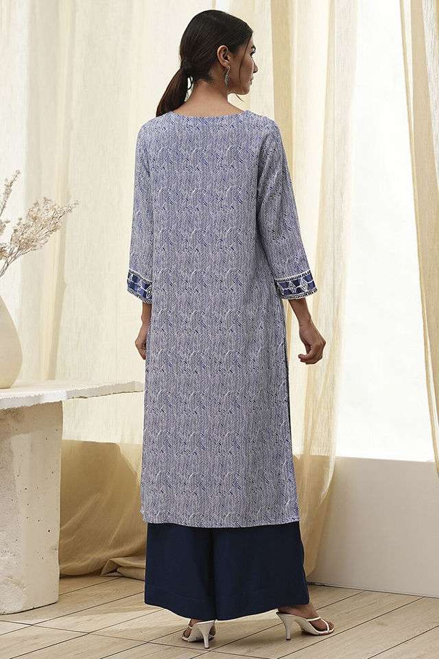 Printed-Rayon-Round-Neck-Women-s-Casual-Wear-Kurta