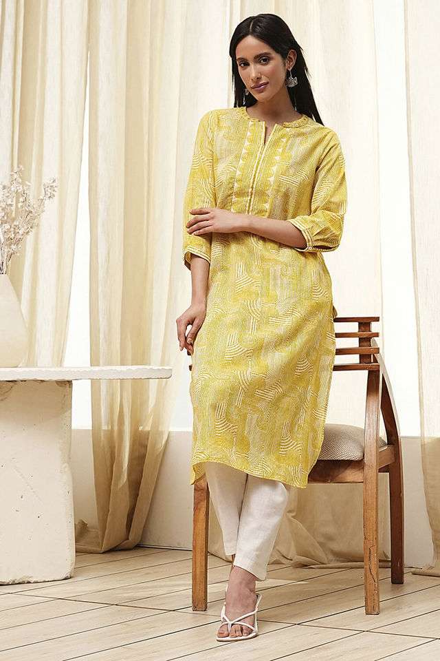 Printed-Blended-Fabric-Collared-Women-s-Casual-Wear-Kurta