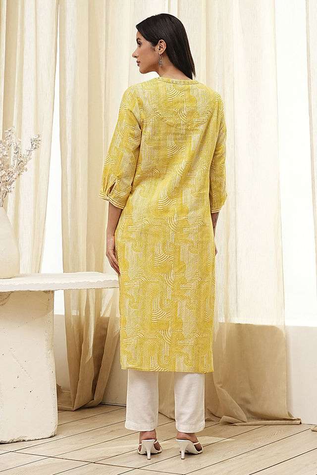 Printed-Blended-Fabric-Collared-Women-s-Casual-Wear-Kurta
