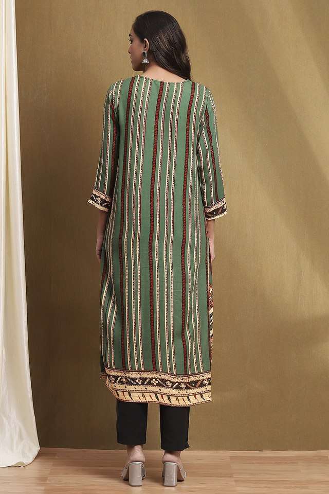 Printed-Blended-Fabric-Round-Neck-Women-s-Casual-Wear-Kurta