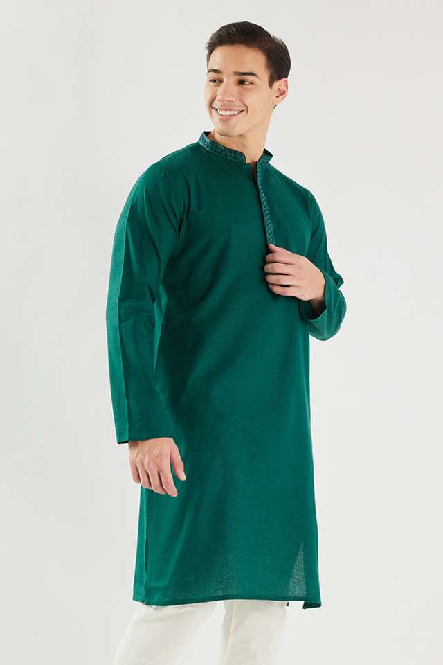 Solid-Cotton-Blend-Regular-Fit-Men-s-Kurta
