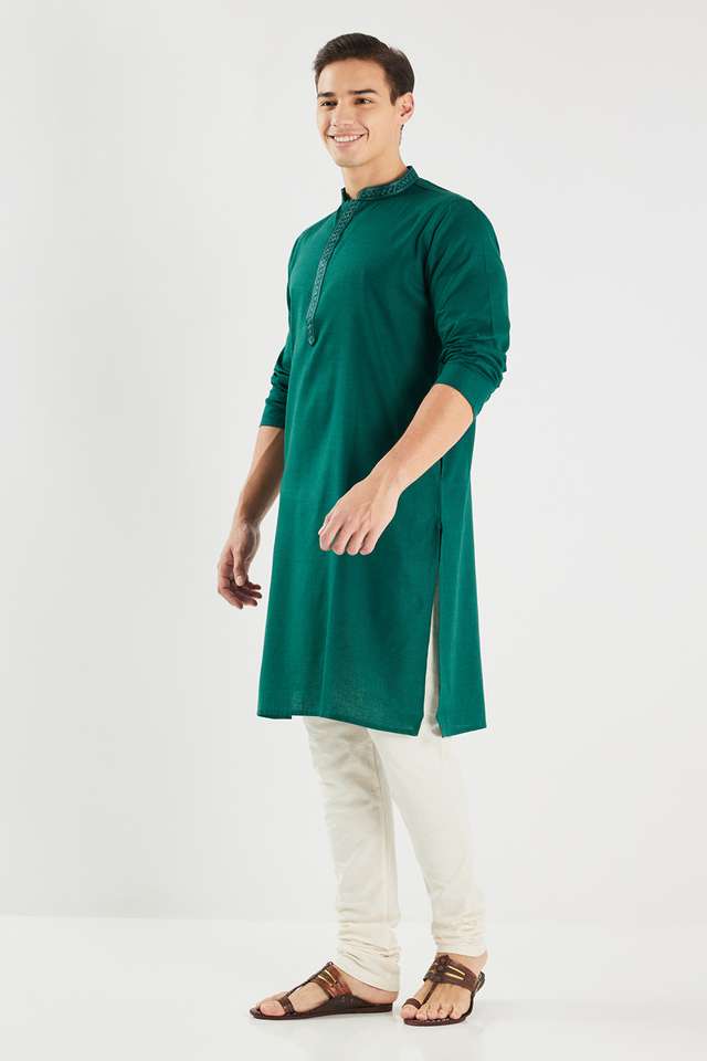Solid-Cotton-Blend-Regular-Fit-Men-s-Kurta