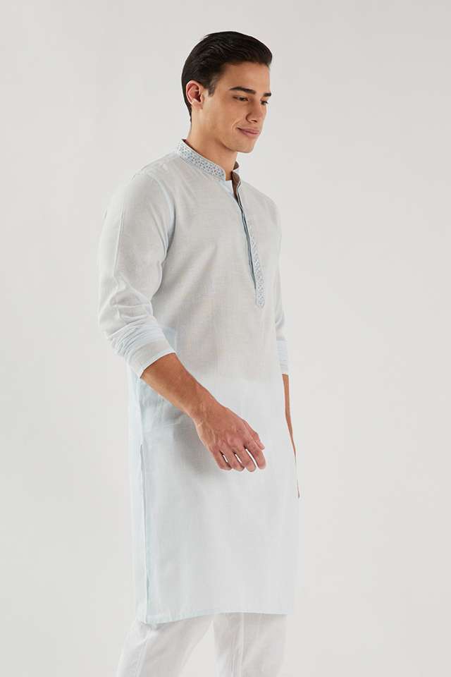 Solid-Cotton-Blend-Regular-Fit-Men-s-Kurta