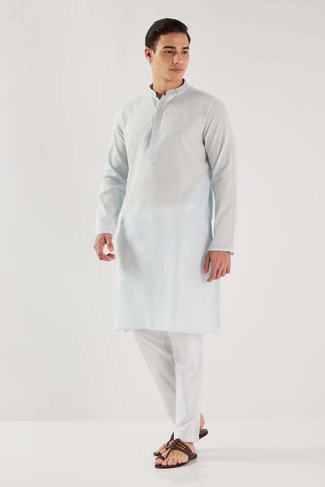 Solid-Cotton-Blend-Regular-Fit-Men-s-Kurta
