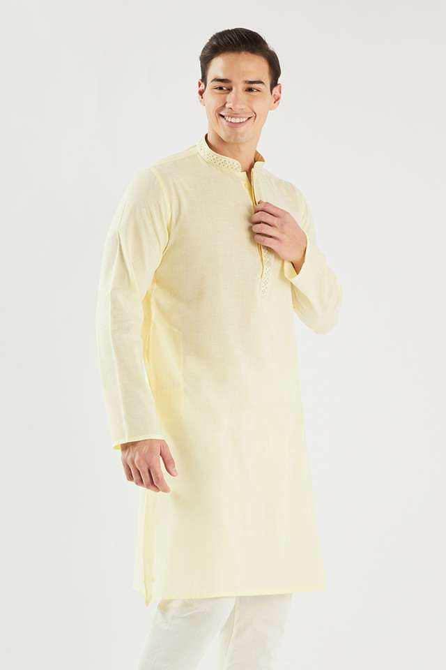 Solid-Cotton-Blend-Regular-Fit-Men-s-Kurta