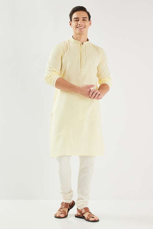 Solid-Cotton-Blend-Regular-Fit-Men-s-Kurta