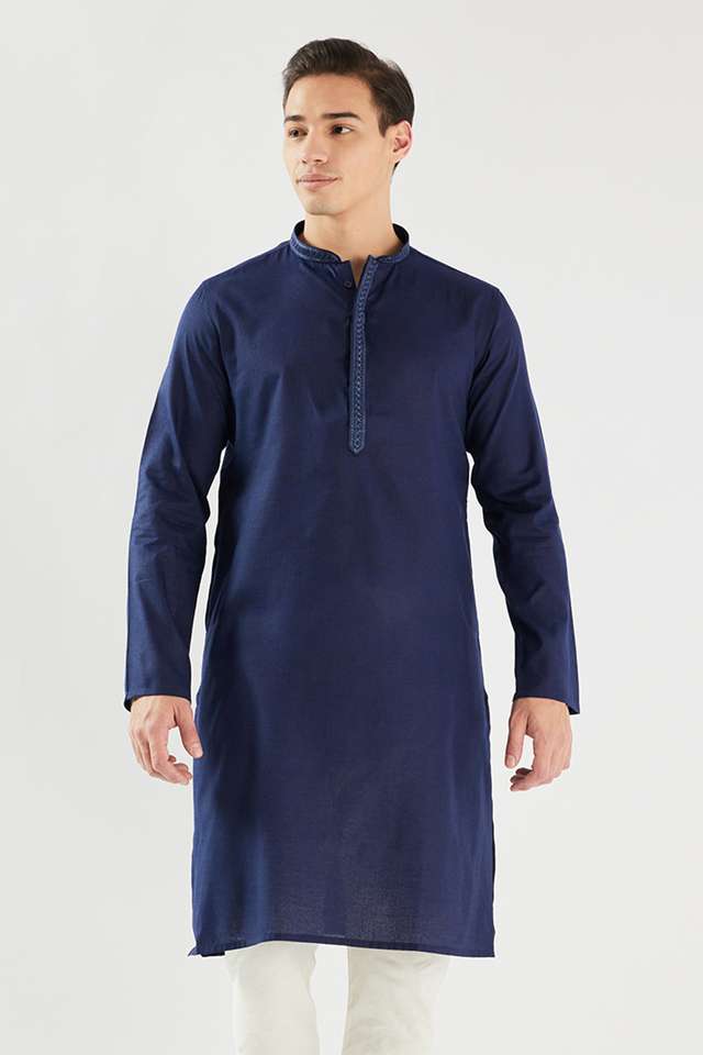 Solid-Cotton-Blend-Regular-Fit-Men-s-Kurta