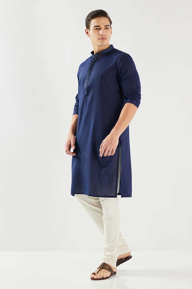 Solid-Cotton-Blend-Regular-Fit-Men-s-Kurta