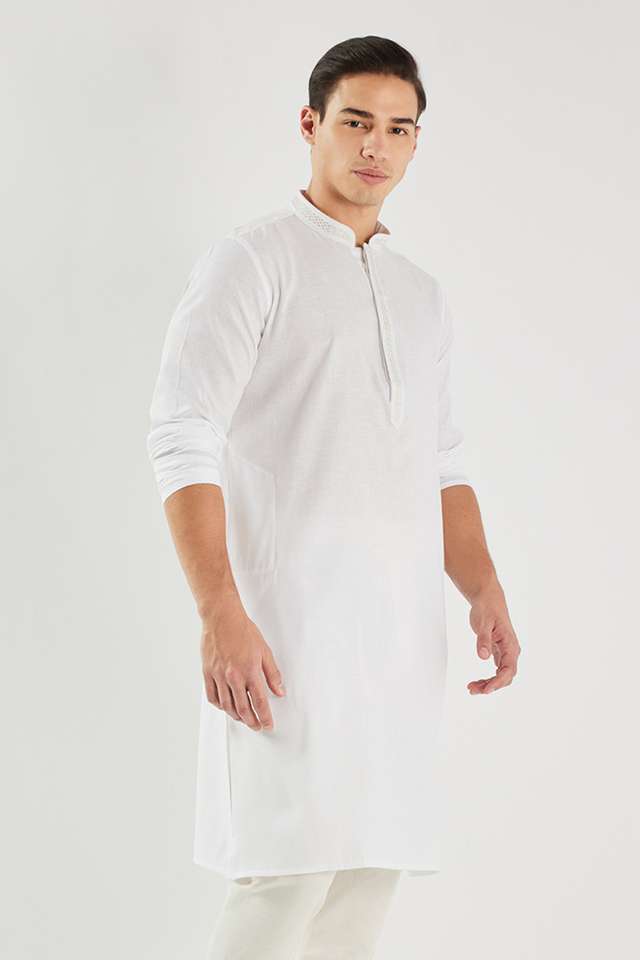 Solid-Cotton-Blend-Regular-Fit-Men-s-Kurta