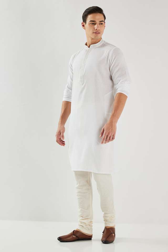 Solid-Cotton-Blend-Regular-Fit-Men-s-Kurta